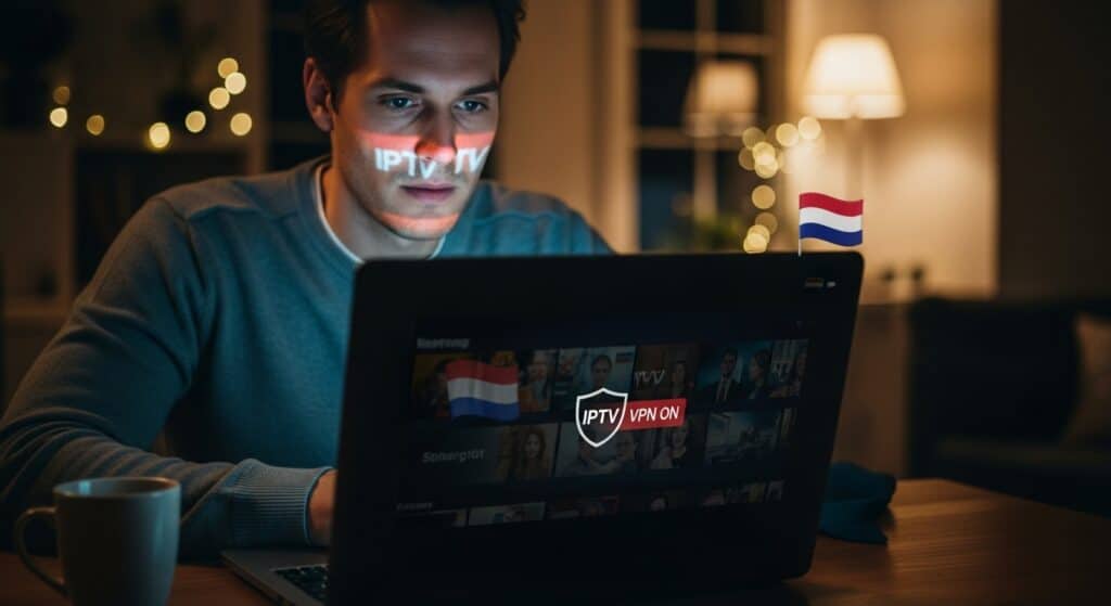 IPTV gebruiker in Nederland die veilig streamt met VPN