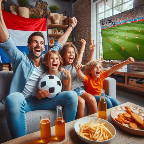 Family Watching Football Match in Nederlands Family watching football match in Nederlands